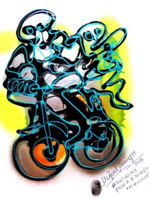 Fantasma pasea a su hijo en bicicleta.